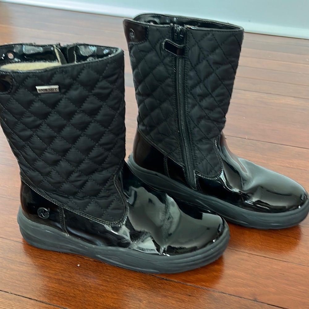 Naturino Rainstep Girls Black Patent and Quilted Winter Boots